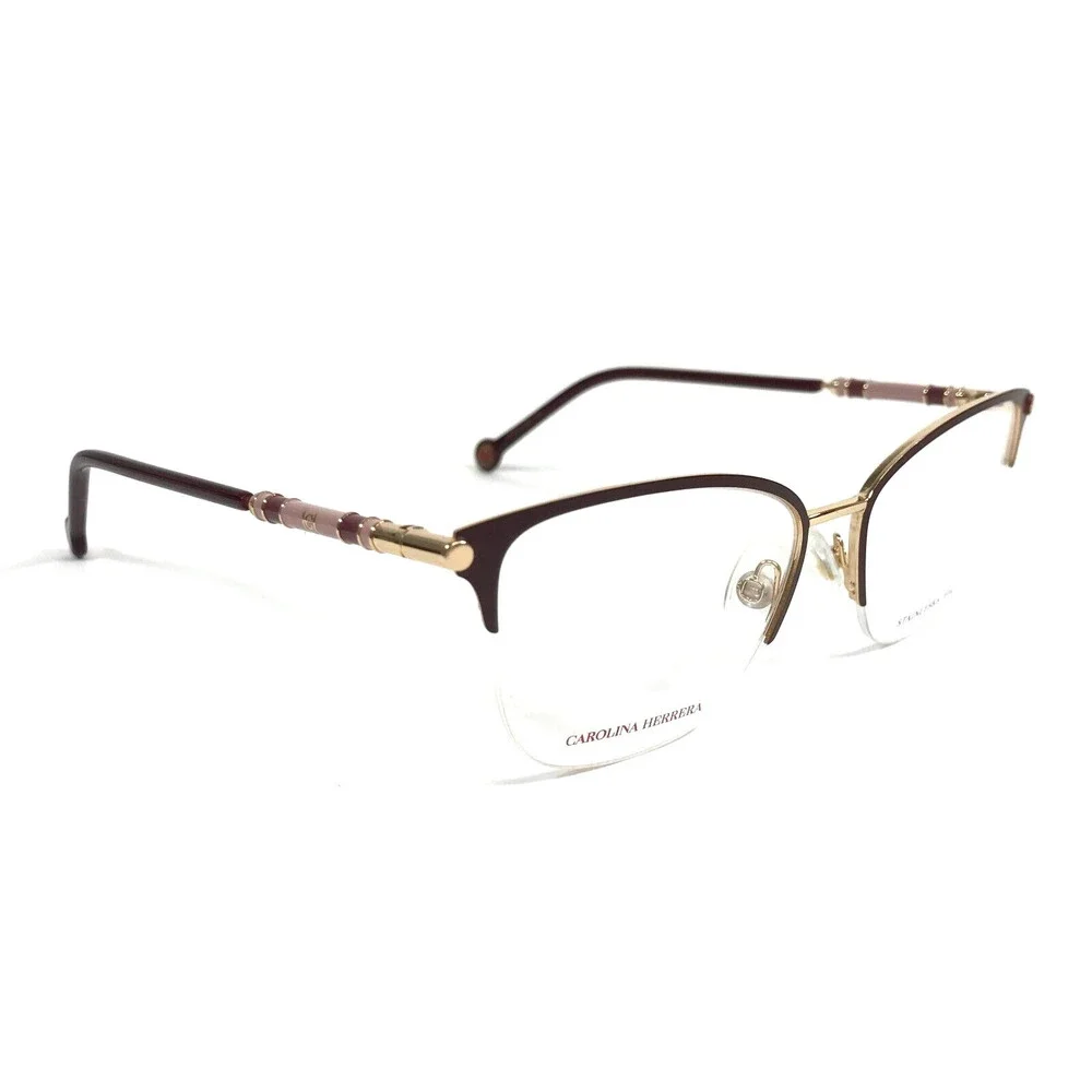Carolina Herrera Eyeglasses Frames CH0033 NOA Gold Burgundy Cat Eye 53-17-145